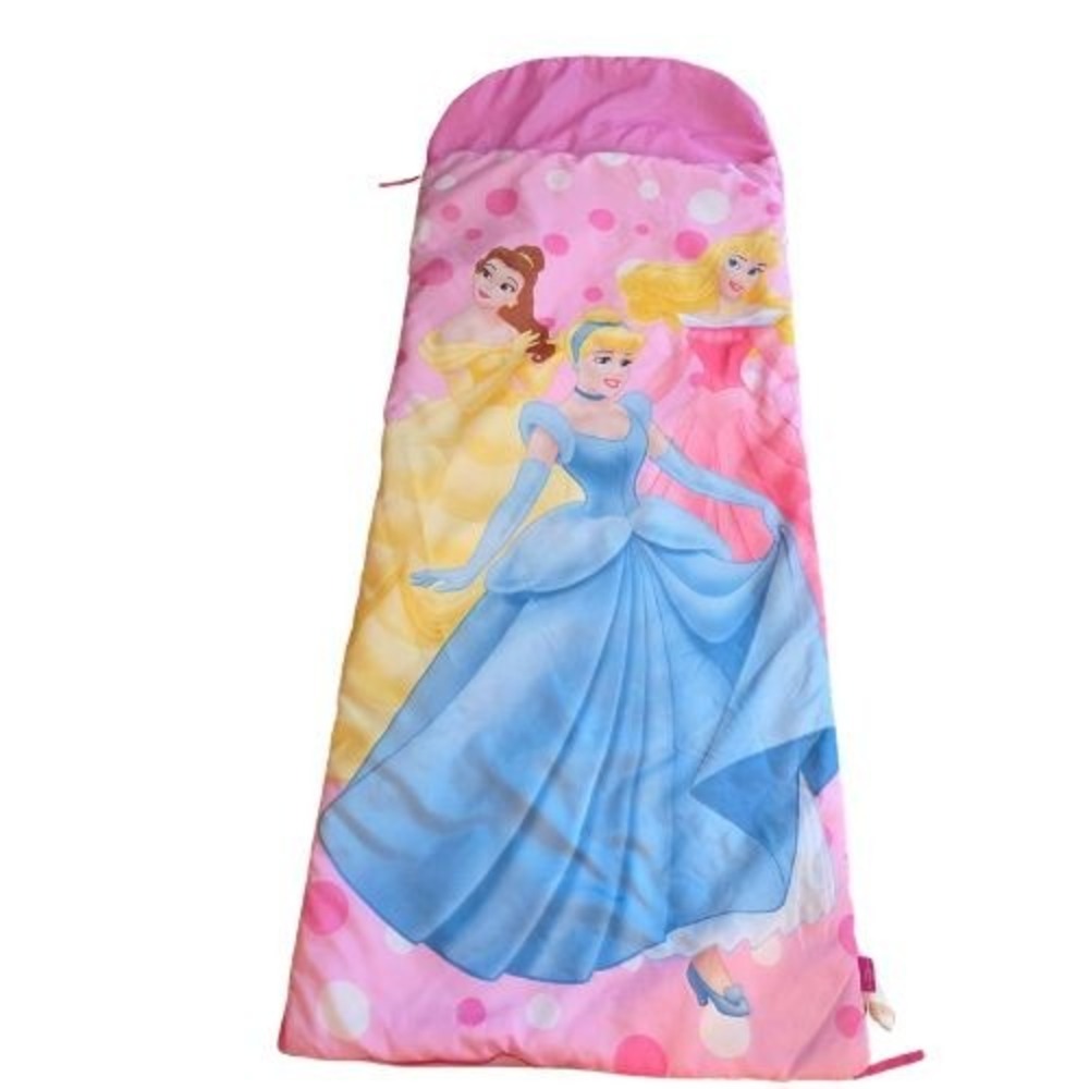 Disney Princess Sleeping Bag Pink Cinderella Belle Aurora 27x69" Sleepover Camp